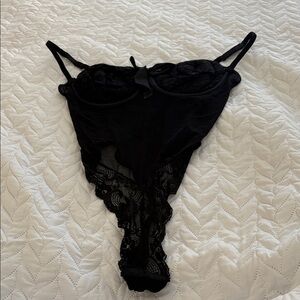Victoria’s Secret Elegant Black Lace Bodysuit Padded Bra 36C
